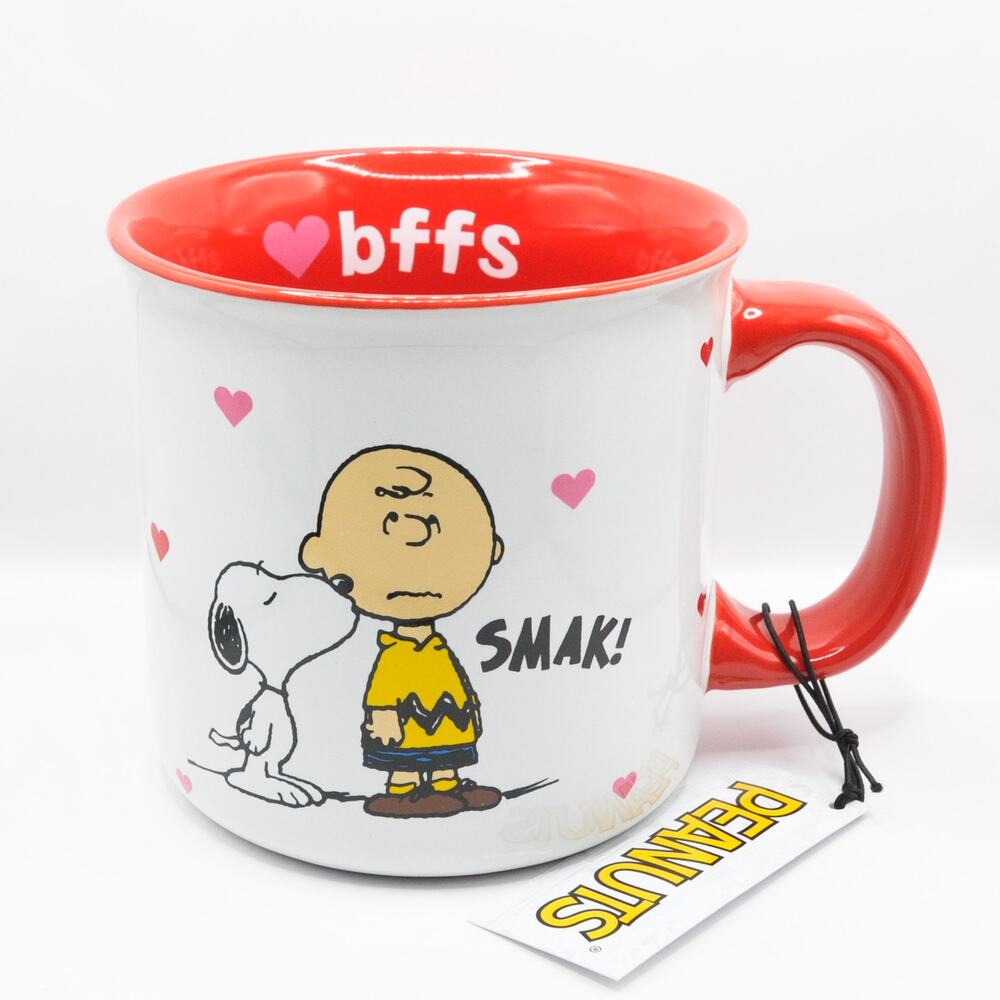 Peanuts Valentine's Day Mug, Snoopy and Charlie Brown, 20oz Ceramic Coffee Cup